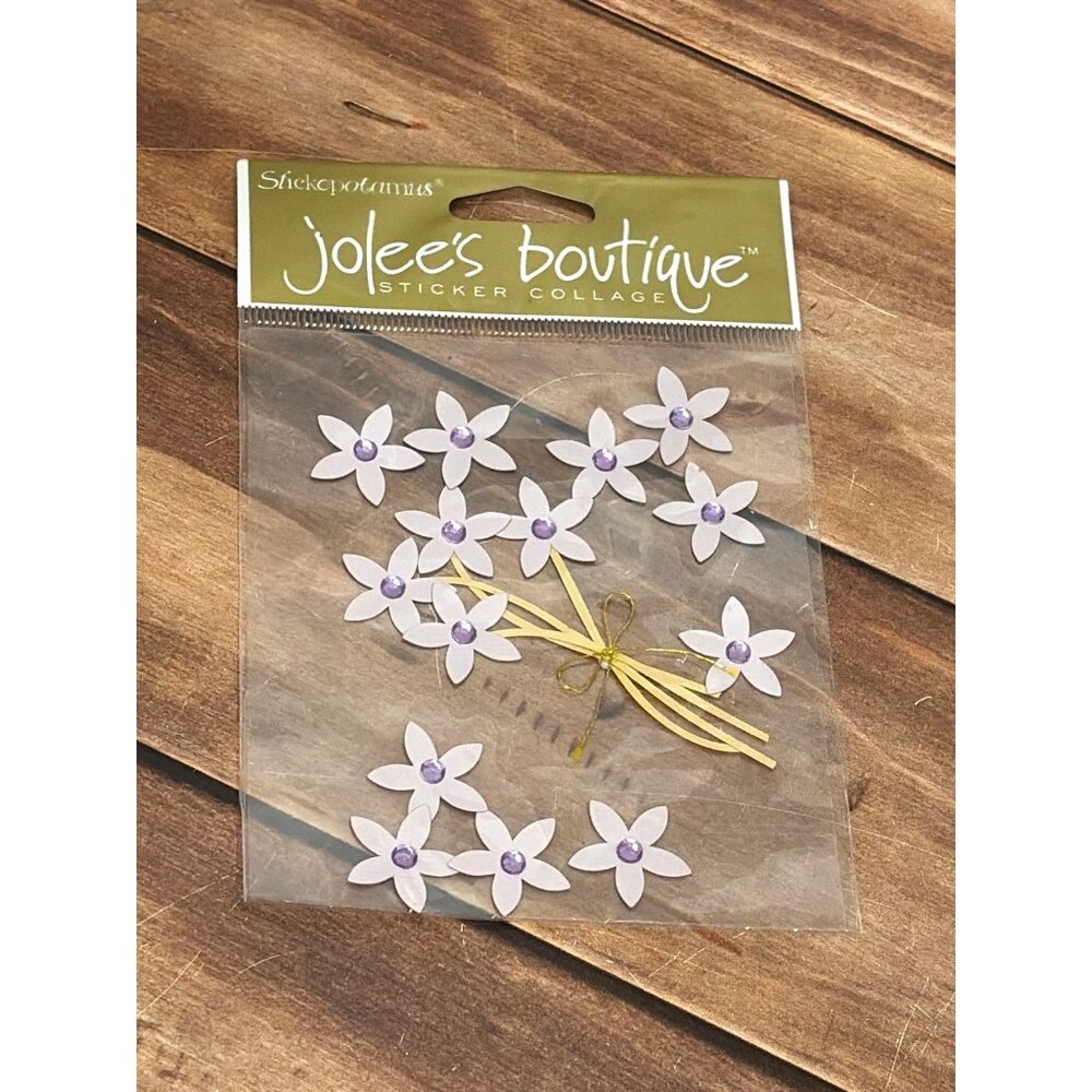 JOLEES BOUTIQUE SPJC015 VIOLET JEWELED FLOWERS STICKER COLLAGE EMBELLISHMENT